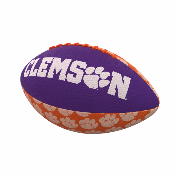 Logo Brands Clemson Repeating Mini-Size Rubber Football 123-93MR-3